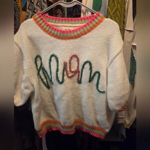 BiBi White Sweater with Multicolor Accent MOM